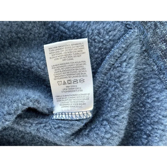 Eddie Bauer Men's Sz M 1/4 Zip Pullover Fleece Sweater Heathered Blue Outdoors - Picture 5 of 7